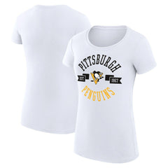 Pittsburgh Penguins G-III 4Her by Carl Banks Women's Super-Slim Fit Lightweight City Graphic Sport Crewneck T-Shirt White
