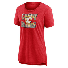 Calgary Flames Women's Crash the Net Tri-Blend T-Shirt Red