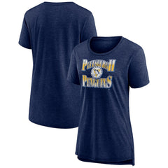Pittsburgh Penguins Women's Crash the Net Tri-Blend T-Shirt Navy