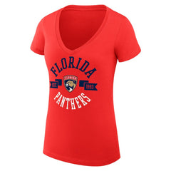 Florida Panthers G-III 4Her by Carl Banks Women's Super-Slim Fit Lightweight City Graphic V-Neck T-Shirt Red