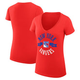 New York Rangers G-III 4Her by Carl Banks Women's Super-Slim Fit Lightweight City Graphic V-Neck T-Shirt Red