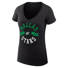 Dallas Stars G-III 4Her by Carl Banks Women's Super-Slim Fit Lightweight City Graphic V-Neck T-Shirt Black