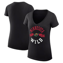 Minnesota Wild G-III 4Her by Carl Banks Women's Super-Slim Fit Lightweight City Graphic V-Neck T-Shirt Black