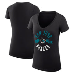 San Jose Sharks G-III 4Her by Carl Banks Women's Super-Slim Fit Lightweight City Graphic V-Neck T-Shirt Black