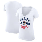 Florida Panthers G-III 4Her by Carl Banks Women's Super-Slim Fit Lightweight City Graphic V-Neck T-Shirt White