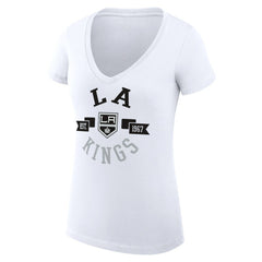 Los Angeles Kings G-III 4Her by Carl Banks Women's Super-Slim Fit Lightweight City Graphic V-Neck T-Shirt White