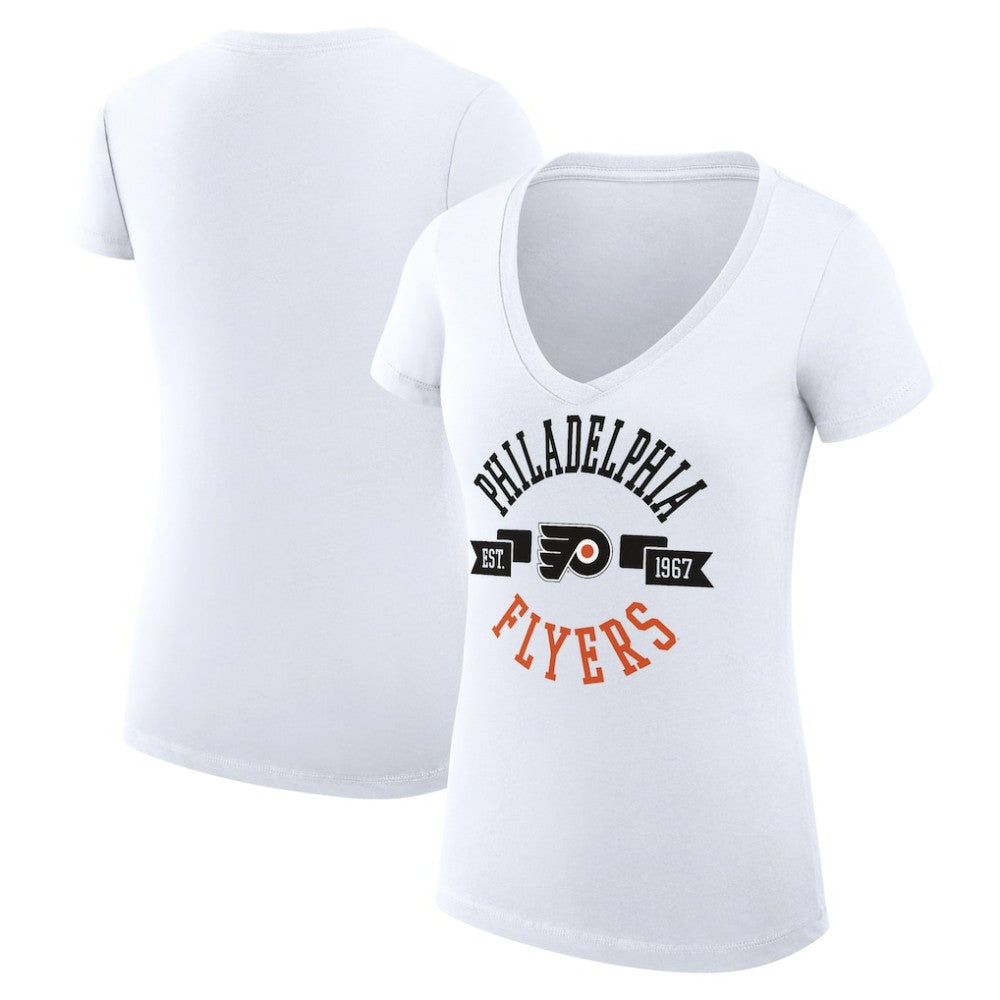 Philadelphia Flyers G-III 4Her by Carl Banks Women's Super-Slim Fit Lightweight City Graphic V-Neck T-Shirt White