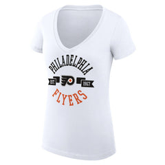 Philadelphia Flyers G-III 4Her by Carl Banks Women's Super-Slim Fit Lightweight City Graphic V-Neck T-Shirt White