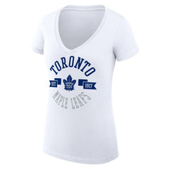 Toronto Maple Leafs G-III 4Her by Carl Banks Women's Super-Slim Fit Lightweight City Graphic V-Neck T-Shirt White