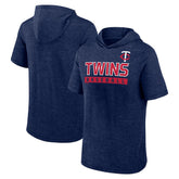 Minnesota Twins Push Short Sleeve Pullover Hoodie - Heather Navy
