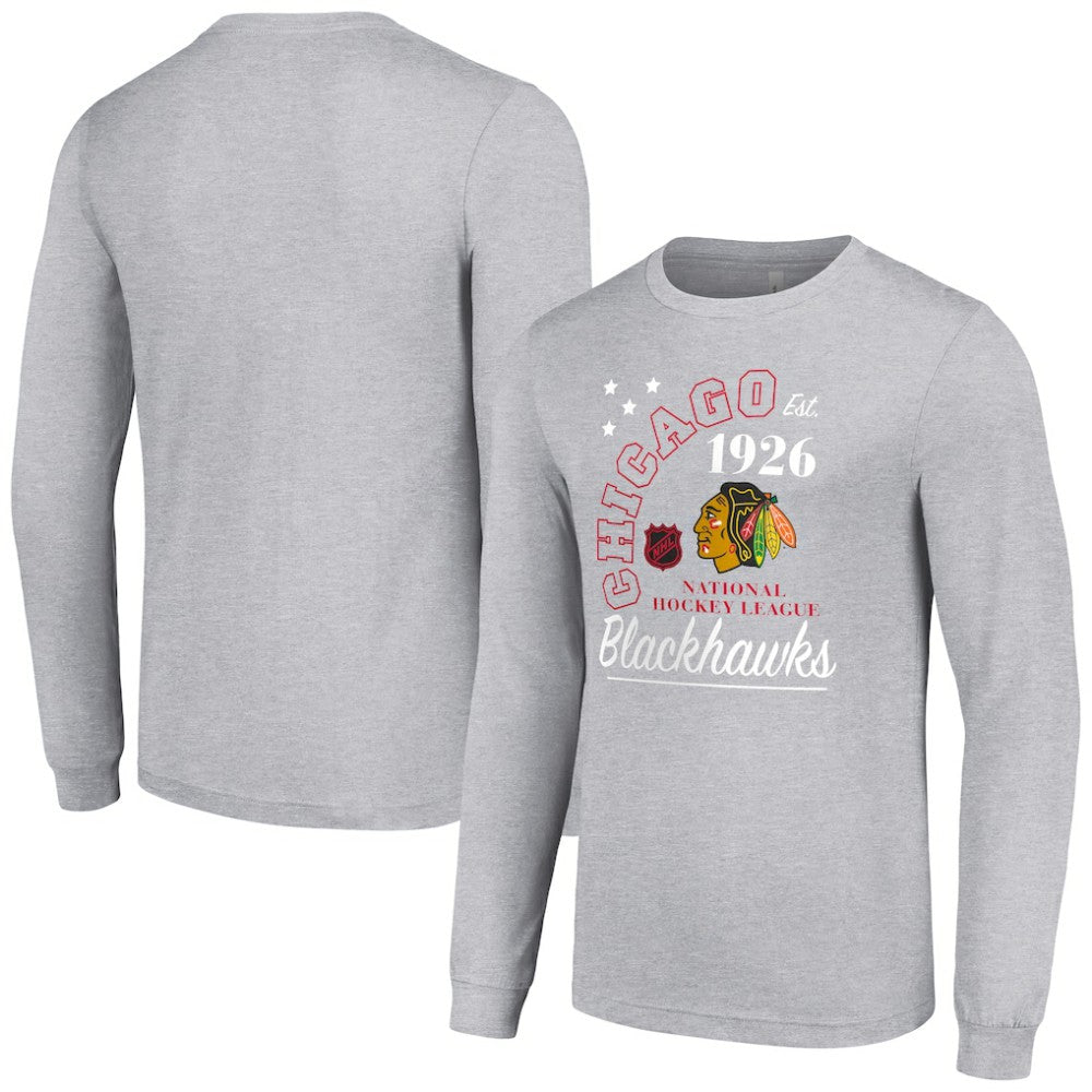 Chicago Blackhawks Starter Arch City Theme Graphic Long Sleeve T-Shirt Heather Gray