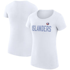 New York Islanders G-III 4Her by Carl Banks Women's Super-Slim Fit Lightweight Dot Print Team T-Shirt White
