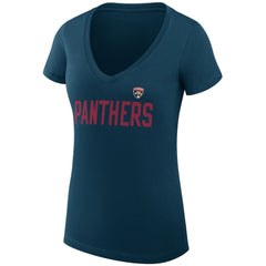 Florida Panthers G-III 4Her by Carl Banks Women's Super-Slim Fit Lightweight Dot Print Team V-Neck T-Shirt Navy
