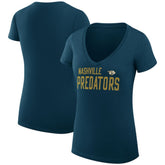 Nashville Predators G-III 4Her by Carl Banks Women's Super-Slim Fit Lightweight Dot Print Team V-Neck T-Shirt Navy
