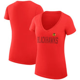 Chicago Blackhawks G-III 4Her by Carl Banks Women's Super-Slim Fit Lightweight Dot Print Team V-Neck T-Shirt Red