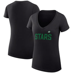 Dallas Stars G-III 4Her by Carl Banks Women's Super-Slim Fit Lightweight Dot Print Team V-Neck T-Shirt Black