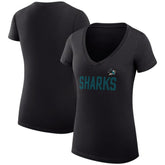 San Jose Sharks G-III 4Her by Carl Banks Women's Super-Slim Fit Lightweight Dot Print Team V-Neck T-Shirt Black