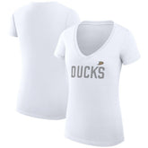 Anaheim Ducks G-III 4Her by Carl Banks Women's Super-Slim Fit Lightweight Dot Print Team V-Neck T-Shirt White