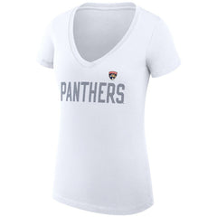 Florida Panthers G-III 4Her by Carl Banks Women's Super-Slim Fit Lightweight Dot Print Team V-Neck T-Shirt White