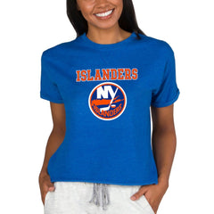 New York Islanders Concepts Sport Women's Tri-Blend Mainstream Terry Short Sleeve Sweatshirt Top Royal