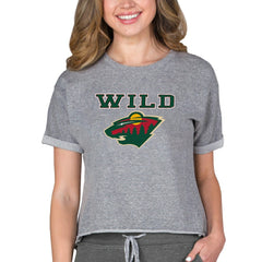 Minnesota Wild Concepts Sport Women's Tri-Blend Mainstream Terry Short Sleeve Sweatshirt Top Heather Gray
