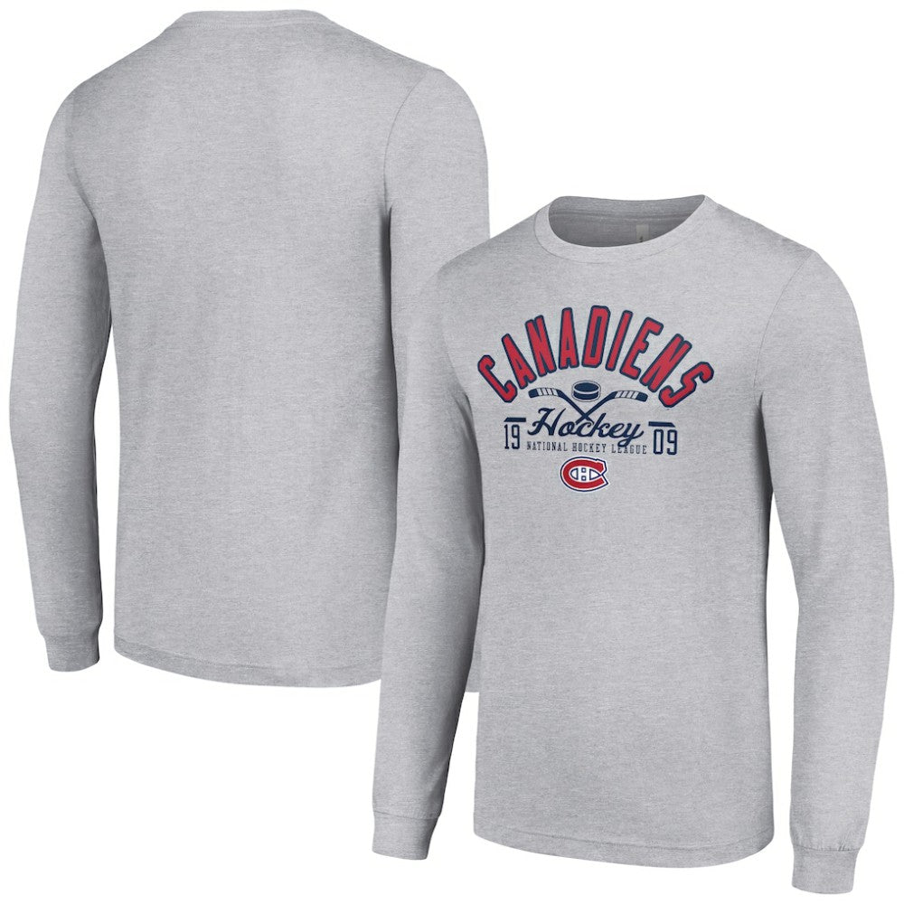 Montreal Canadiens Starter Puck Long Sleeve T-Shirt Heather Gray