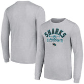 San Jose Sharks Starter Puck Long Sleeve T-Shirt Heather Gray