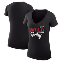 Minnesota Wild G-III 4Her by Carl Banks Women's Super-Slim Fit Lightweight Graphic V-Neck T-Shirt Black