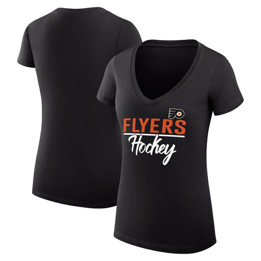 Philadelphia Flyers G-III 4Her by Carl Banks Women's Super-Slim Fit Lightweight Graphic V-Neck T-Shirt Black