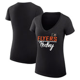 Philadelphia Flyers G-III 4Her by Carl Banks Women's Super-Slim Fit Lightweight Graphic V-Neck T-Shirt Black