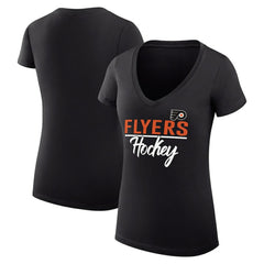 Philadelphia Flyers G-III 4Her by Carl Banks Women's Super-Slim Fit Lightweight Graphic V-Neck T-Shirt Black