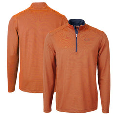 Chicago Bears Cutter & Buck Virtue Eco Pique Micro Stripe Recycled Quarter-Zip Pullover Top - Orange/Navy outlet
