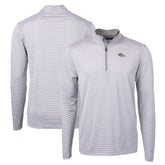 Denver Broncos Cutter & Buck Virtue Eco Pique Micro Stripe Recycled Quarter-Zip Pullover Top - Gray/White discount