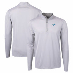 Detroit Lions Cutter & Buck Virtue Eco Pique Micro Stripe Recycled Quarter-Zip Pullover Top - Gray/White for sale