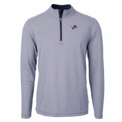 Detroit Lions Cutter & Buck Virtue Eco Pique Micro Stripe Recycled Quarter-Zip Pullover Top - Navy/White for sale