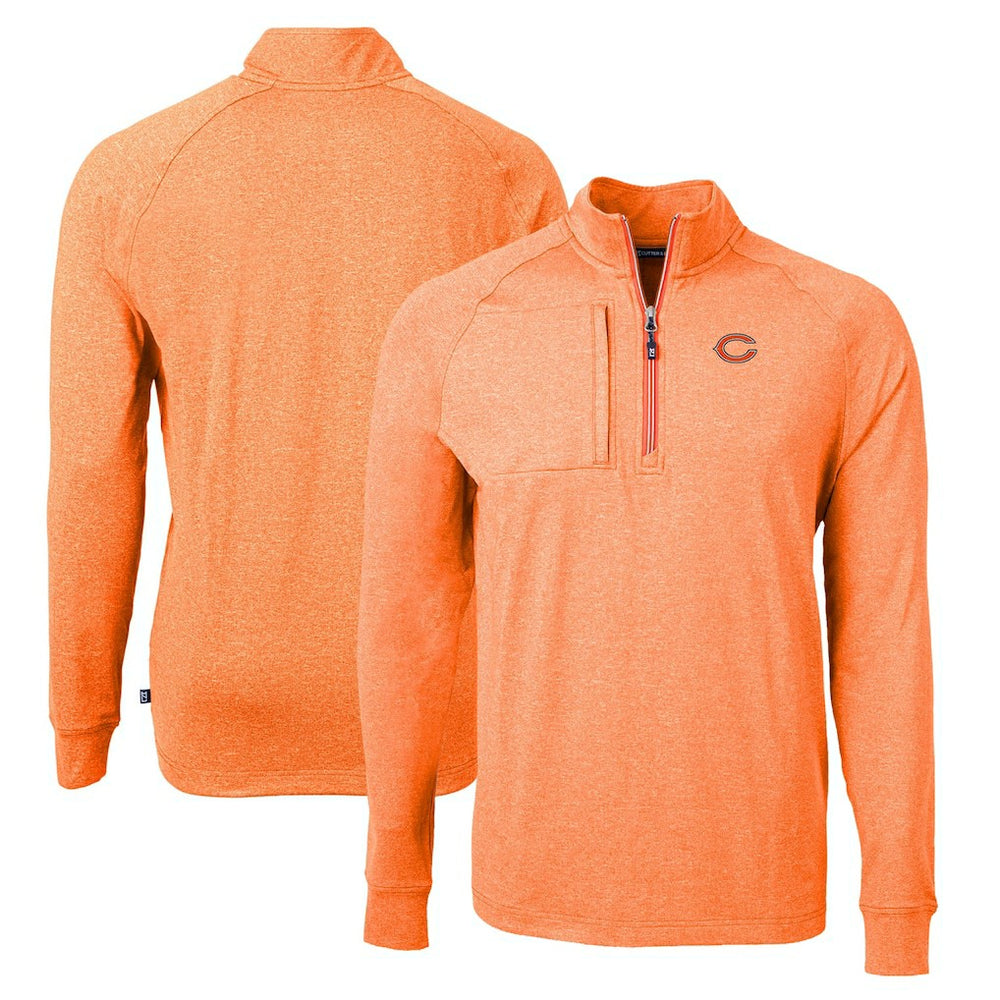 Chicago Bears Cutter & Buck Adapt Eco Knit Quarter-Zip Pullover Top - Heather Orange online