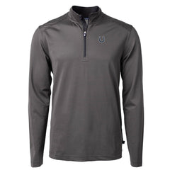 Indianapolis Colts Cutter & Buck Virtue Eco Pique Micro Stripe Recycled Quarter-Zip Pullover Top - Black/Gray outlet