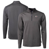 Kansas City Chiefs Cutter & Buck Virtue Eco Pique Micro Stripe Recycled Quarter-Zip Pullover Top - Black/Gray for sale