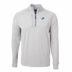 Detroit Lions Cutter & Buck Adapt Eco Knit Quarter-Zip Pullover Top - Heather Gray for sale
