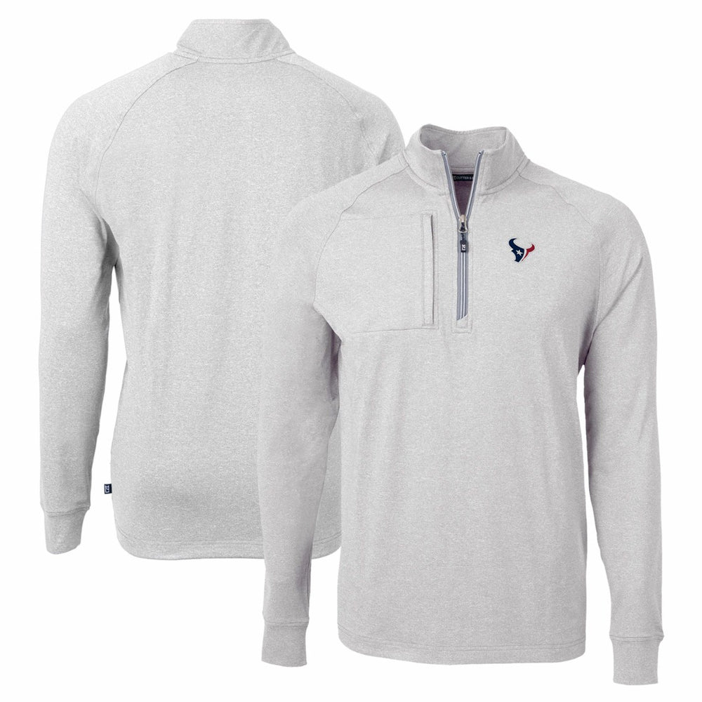 Houston Texans Cutter & Buck Adapt Eco Knit Quarter-Zip Pullover Top - Heather Gray cheap
