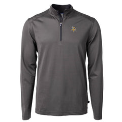 Minnesota Vikings Cutter & Buck Virtue Eco Pique Micro Stripe Recycled Quarter-Zip Pullover Top - Black/Gray online