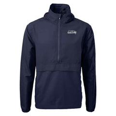 Seattle Seahawks Cutter & Buck Charter Eco Recycled Anorak Half-Zip Jacket - Navy sale
