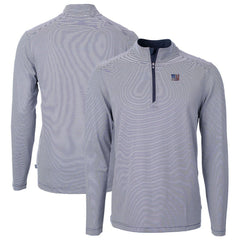 New York Giants Cutter & Buck Virtue Eco Pique Micro Stripe Recycled Quarter-Zip Pullover Top - Navy/White sale