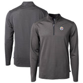 Pittsburgh Steelers Cutter & Buck Virtue Eco Pique Micro Stripe Recycled Quarter-Zip Pullover Top - Black/Gray outlet