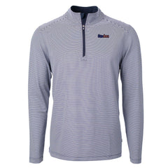 Pittsburgh Steelers Cutter & Buck Virtue Eco Pique Micro Stripe Recycled Quarter-Zip Pullover Top - Navy/White for sale