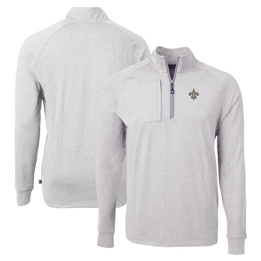 New Orleans Saints Cutter & Buck Adapt Eco Knit Quarter-Zip Pullover Top - Heather Gray sale
