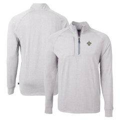 New Orleans Saints Cutter & Buck Adapt Eco Knit Quarter-Zip Pullover Top - Heather Gray sale
