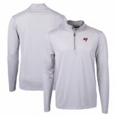 Tampa Bay Buccaneers Cutter & Buck Virtue Eco Pique Micro Stripe Recycled Quarter-Zip Pullover Top - Gray/White for sale