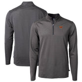 Washington Commanders Cutter & Buck Virtue Eco Pique Micro Stripe Recycled Quarter-Zip Pullover Top - Black/Gray on sale