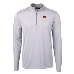 Washington Commanders Cutter & Buck Virtue Eco Pique Micro Stripe Recycled Quarter-Zip Pullover Top - Gray/White on sale